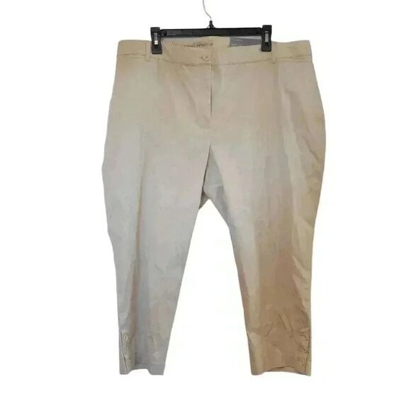 Talbots Women's Stone Ivory Cotton/Spandex Slim Leg Crop Length Sits at Waist Pe - Picture 3 of 14